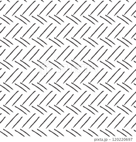 Seamless herringbone pattern of black hand-drawn lines on a white background. 120220697