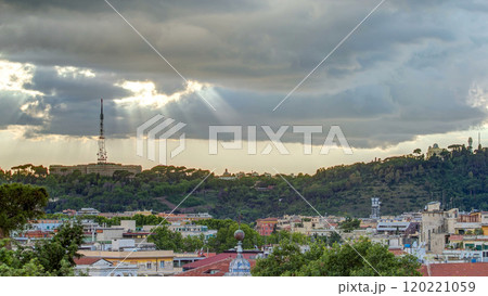 Cityscape of Rome timelapse under a dramatic sky as seen from the Pincio hill, Italy 120221059