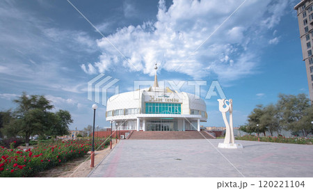 Palace of marriage in Aktau timelapse hyperlapse. Kazakhstan. 120221104