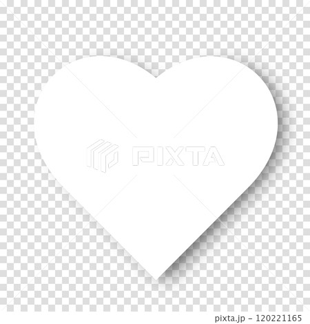 A white heart with a shadow on a transparent background. The paper heart effect. 120221165