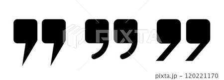 A set of black quotation mark icons, commas on a white background. A set of black quotation mark icons, commas on a white background. 120221170