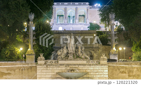 Fountain of Dea Roma timelapse in Piazza del Popolo with Pincio terrace in the background Fountain of Dea Roma timelapse in Piazza del Popolo with Pincio terrace in the background 120221320