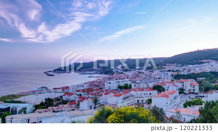 Twilight after sunset in Sesimbra, Portugal timelapse 120221333