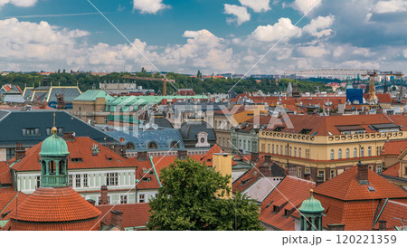 Red roofs of the city Prague timelapse shot from the high point on Old Town Bridge Tower Red roofs of the city Prague timelapse shot from the high point on Old Town Bridge Tower 120221359