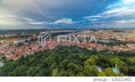 Wonderful timelapse View To The City Of Prague From Petrin Observation Tower In Czech Republic Wonderful timelapse View To The City Of Prague From Petrin Observation Tower In Czech Republic 120221402