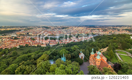 Wonderful timelapse View To The City Of Prague From Petrin Observation Tower In Czech Republic 120221403