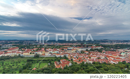 Wonderful timelapse View To The City Of Prague From Petrin Observation Tower In Czech Republic 120221405