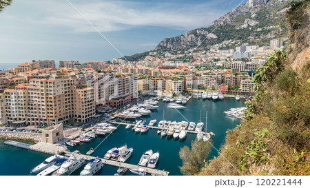 Panoramic view of Fontvieille timelapse - new district of Monaco. 120221444