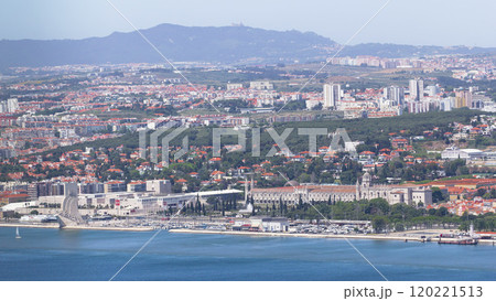 Panoramic view of Lisbon skyline, docks and the Tagus River, Lisbon, Portugal timelapse Panoramic view of Lisbon skyline, docks and the Tagus River, Lisbon, Portugal timelapse 120221513