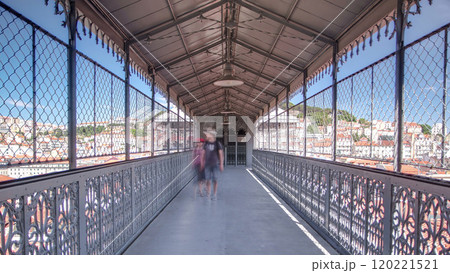 Elevador de Santa Justa, Lisbon, Portugal. Inside view timelapse 120221521