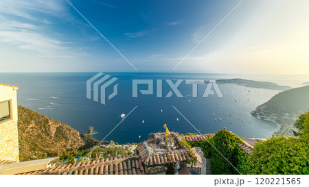 Scenic timelapse view of the Mediterranean coastline of the town of Eze village on the French Riviera Scenic timelapse view of the Mediterranean coastline of the town of Eze village on the French Riviera 120221565