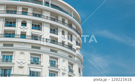 Monte Carlo with the view on the top facade of luxury Hotel de Paris timelapse, Monaco. Monte Carlo with the view on the top facade of luxury Hotel de Paris timelapse, Monaco. 120221618