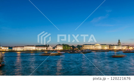 Building of Kunstkamera and the cityscape night timelapse viewed from the Admirality embankment. Building of Kunstkamera and the cityscape night timelapse viewed from the Admirality embankment. 120221676