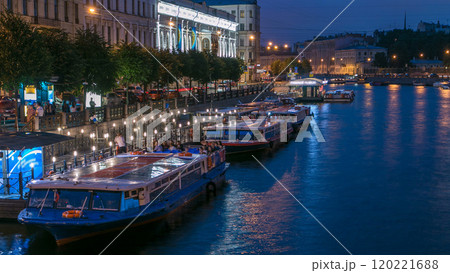 Night view to the river Fontanka timelapse from the Anichkov bridge. 120221688