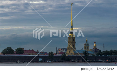 The Peter and Paul Fortress day to night timelapse is the original citadel of St. Petersburg, Russia 120221842