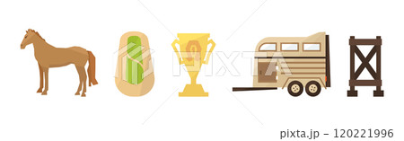 Equestrian Sport Equipment and Horse Riding Gear Vector Set 120221996