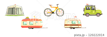 Camping Object and Summer Hiking Item Vector Set 120222014