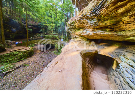 Stone Bridge and Forest Trail in Hocking Hills Aerial Perspective Stone Bridge and Forest Trail in Hocking Hills Aerial Perspective 120222310