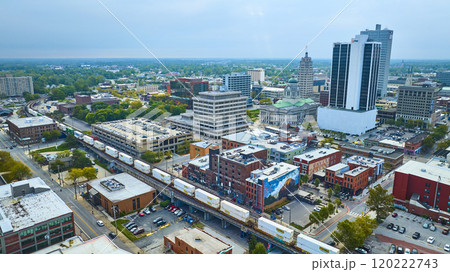 Aerial Urban Landscape Fort Wayne Skyline with Train Motion Aerial Urban Landscape Fort Wayne Skyline with Train Motion 120222743