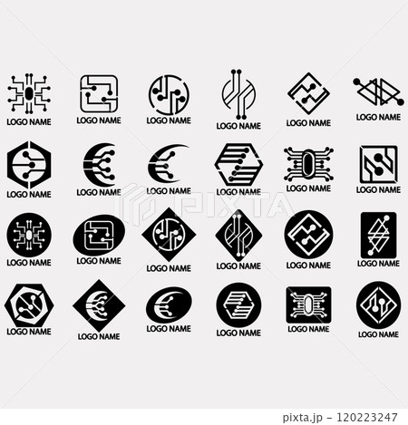 Electronic circuit board icon set 120223247