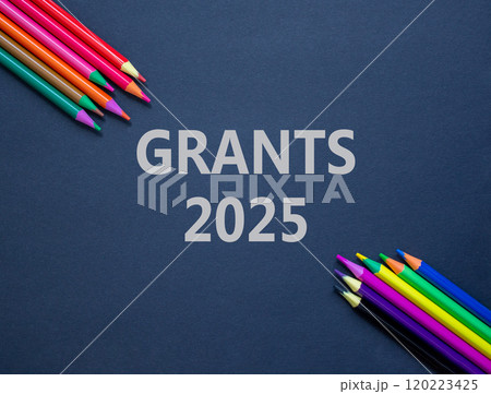 Planning grants 2025 new year symbol. Concept words Grants 2025 on beautiful black paper. Beautiful black paper background. Beautiful colored pencils Business grants 2025 new year concept. Copy space. Planning grants 2025 new year symbol. Concept words Grants 2025 on beautiful black paper. Beautiful black paper background. Beautiful colored pencils Business grants 2025 new year concept. Copy space. 120223425