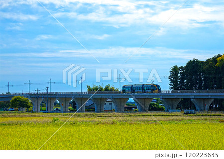芳賀・宇都宮LRT　ライトラインと田園風景 120223635