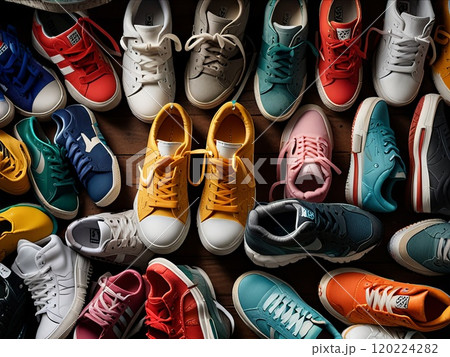 Big collection of different sport shoes 120224282