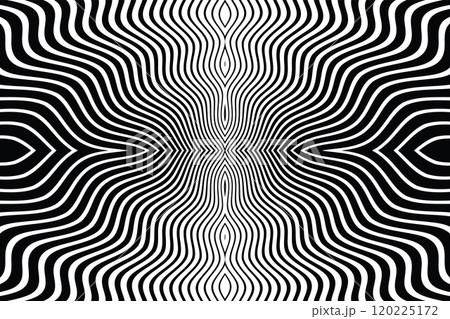Abstract Symmetrical Wavy Lines Pattern. Black and White Texture. 120225172