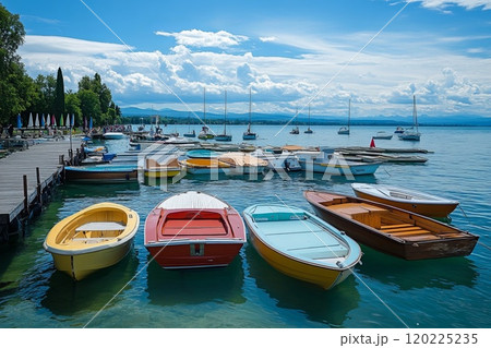many boats on the pier on a sunny day 120225235