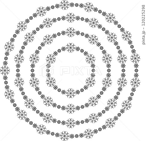 Snowflake circle frames set. Winter snowflake round border collection. 120225298
