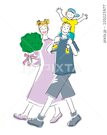 散策する親子 120225977