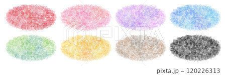 色鉛筆で描いた カラフルな楕円のセット 120226313