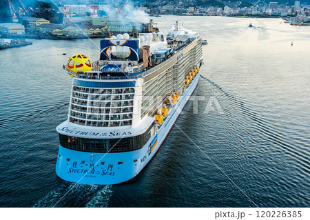 長崎港客船入港（Spectrum of the Seas）女神大橋から【長崎市】 120226385