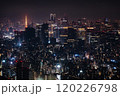 霧に包まれた、東京タワーと都心の夜景 120226798
