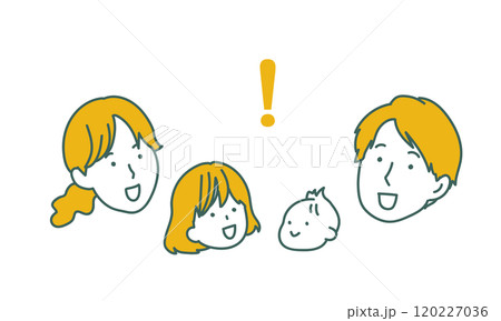 喜ぶ夫婦と子どものシンプルな顔だけファミリーイラスト 喜ぶ夫婦と子どものシンプルな顔だけファミリーイラスト 120227036