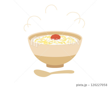 梅干しいりの卵粥をイメージしたイラスト　スプーン付きバージョン 120227058