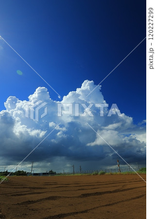 夏の青空と白い雲 120227299