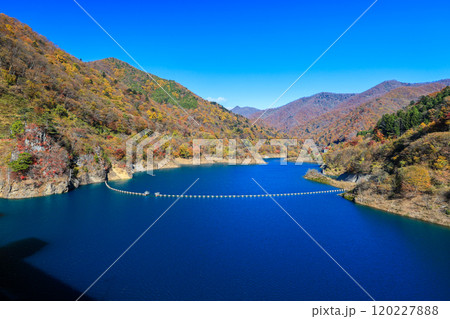 紅葉の四万川ダムと稲包山 紅葉の四万川ダムと稲包山 120227888
