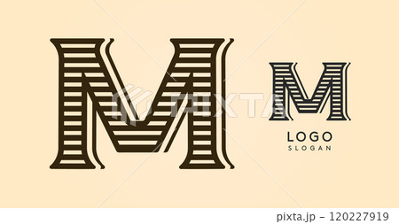 Vintage western letter AM country stylish old lettermark for retro bar logo, BBQ cafe, tattoo salon, saloon plaque, alcohol label. Vector illustration 120227919