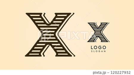 Vintage western letter X, country stylish old lettermark for retro bar logo, BBQ cafe, tattoo salon, saloon plaque, alcohol label. Vector illustration 120227932
