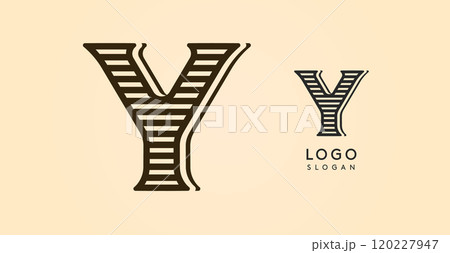 Vintage western letter Y, country stylish old lettermark for retro bar logo, BBQ cafe, tattoo salon, saloon plaque, alcohol label. Vector illustration Vintage western letter Y, country stylish old lettermark for retro bar logo, BBQ cafe, tattoo salon, saloon plaque, alcohol label. Vector illustration 120227947