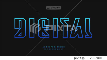 Angular linear alphabet, contour edgy font, futuristic outlined fon.Bold geometric typeface for VR gaming logo, industrial tech logo, cyberpunk headline. Vector typeset. Angular linear alphabet, contour edgy font, futuristic outlined fon.Bold geometric typeface for VR gaming logo, industrial tech logo, cyberpunk headline. Vector typeset. 120228018