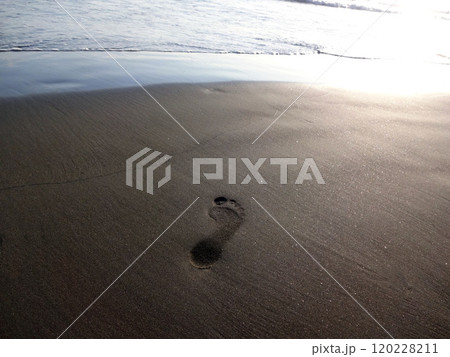 波打ち際の一つの足跡 波打ち際の一つの足跡 120228211