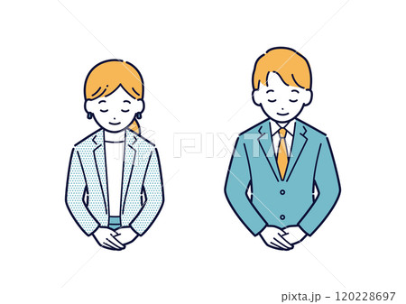 お辞儀をするビジネスパーソンのイラスト＿上半身 120228697