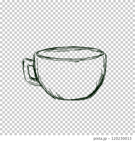 Ceramic Cup Side View Graphic Black and White Illustration Sketch for Printing and Web Design 120230013