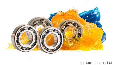 Ball bearing stainless with grease lithium machinery lubrication for automotive and industrial  isolated on white background. 120230148
