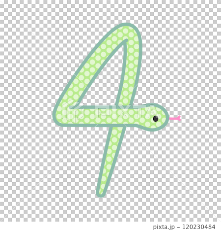 滑稽又可愛的綠蛇,成為了數字 4 滑稽又可愛的綠蛇,成為了數字 4 120230484