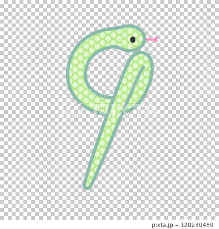 A comical and cute green snake that forms the number 9 120230489