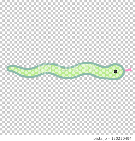 蛇行するコミカルでかわいい緑の蛇 120230494