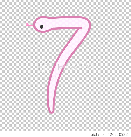 滑稽可愛的粉紅蛇成為數字 7 120230522